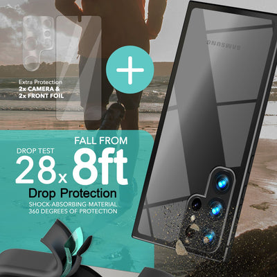NALIA Handyhülle für Samsung Galaxy S23 Ultra – Transparentes Hardcase & Schwarzer Bumper – PROVA (Vergilbungsfrei & Stoßfest) – Marke aus Berlin Default Title NALIA Protective Hülle