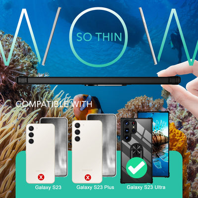 NALIA Ringhülle für Samsung Galaxy S23 Ultra – Für Magnethalter & 360° Stand – VAULT (Kristallklare Rückseite & Stoßfester Silikon-Rahmen) – Marke aus Berlin Default Title NALIA Protective Hülle