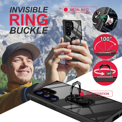 NALIA Ringhülle für Samsung Galaxy S23 Ultra – Für Magnethalter & 360° Stand – VAULT (Kristallklare Rückseite & Stoßfester Silikon-Rahmen) – Marke aus Berlin Default Title NALIA Protective Hülle