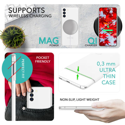 NALIA Ultra Slim Hardcase für Samsung Galaxy S23 – Matt & 0.3mm Dünn – PHANTOM (Dünnes Cover & Kamera-Vollschutz) – Marke aus Berlin Weiß Transparent NALIA SlimFit Hülle