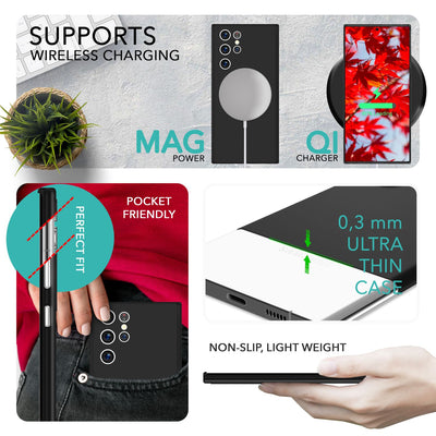 NALIA Ultra Slim Hardcase für Samsung Galaxy S23 Ultra – Matt & 0.3mm Dünn – PHANTOM (Dünnes Cover & Kamera-Vollschutz) – Marke aus Berlin Schwarz NALIA SlimFit Hülle