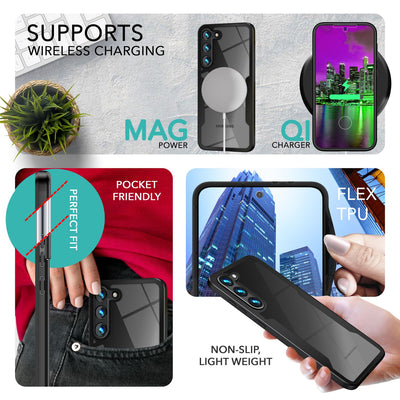 NALIA 360° Hülle für Samsung Galaxy S23 – Vergilbungsfrei & Rutschfester Matt-Rahmen – SURROUND (Full-Body Case mit Kameraschutz) – Marke aus Berlin Default Title NALIA Protective Hülle