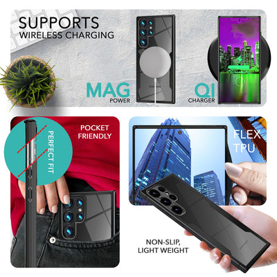 Klare 360 Grad Hybrid Hülle für Samsung Galaxy S23 Ultra, Schutz-Rahmen Schwarz Default Title NALIA Protective Hülle