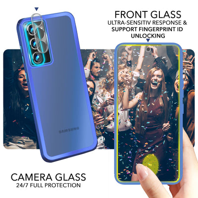 NALIA Matte Handyhülle für Samsung Galaxy S23 – Stoßfester Silikon-Rahmen & Semi-Transparent – FUZION (Anti-Fingerprint Case) – Marke aus Berlin