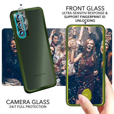 NALIA Matte Handyhülle für Samsung Galaxy S23 Plus – Stoßfester Silikon-Rahmen & Semi-Transparent – FUZION (Anti-Fingerprint Case) – Marke aus Berlin Grün NALIA Protective Hülle
