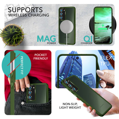 NALIA Matte Handyhülle für Samsung Galaxy S23 Plus – Stoßfester Silikon-Rahmen & Semi-Transparent – FUZION (Anti-Fingerprint Case) – Marke aus Berlin Grün NALIA Protective Hülle