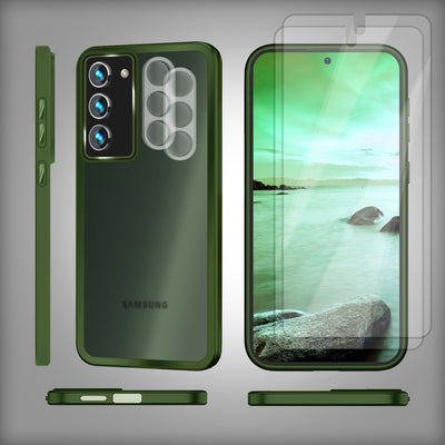 NALIA Matte Handyhülle für Samsung Galaxy S23 Plus – Stoßfester Silikon-Rahmen & Semi-Transparent – FUZION (Anti-Fingerprint Case) – Marke aus Berlin Grün NALIA Protective Hülle
