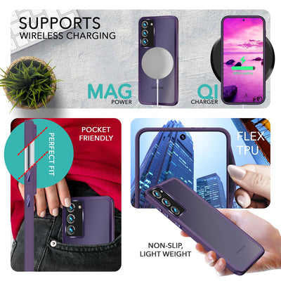 NALIA Matte Handyhülle für Samsung Galaxy S23 Plus – Stoßfester Silikon-Rahmen & Semi-Transparent – FUZION (Anti-Fingerprint Case) – Marke aus Berlin Lila NALIA Protective Hülle