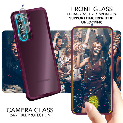 NALIA Matte Handyhülle für Samsung Galaxy S23 Plus – Stoßfester Silikon-Rahmen & Semi-Transparent – FUZION (Anti-Fingerprint Case) – Marke aus Berlin Rot NALIA Protective Hülle