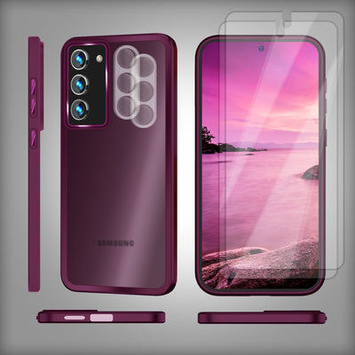 NALIA Matte Handyhülle für Samsung Galaxy S23 Plus – Stoßfester Silikon-Rahmen & Semi-Transparent – FUZION (Anti-Fingerprint Case) – Marke aus Berlin Rot NALIA Protective Hülle
