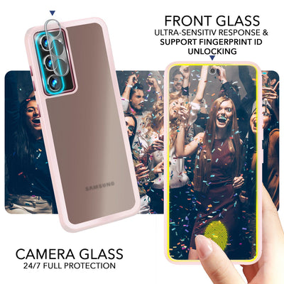NALIA Matte Handyhülle für Samsung Galaxy S23 Plus – Stoßfester Silikon-Rahmen & Semi-Transparent – FUZION (Anti-Fingerprint Case) – Marke aus Berlin Rosa NALIA Protective Hülle