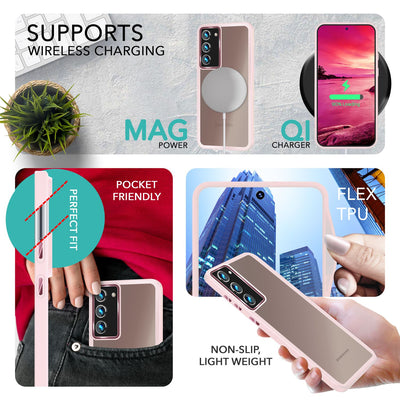 NALIA Matte Handyhülle für Samsung Galaxy S23 Plus – Stoßfester Silikon-Rahmen & Semi-Transparent – FUZION (Anti-Fingerprint Case) – Marke aus Berlin Rosa NALIA Protective Hülle