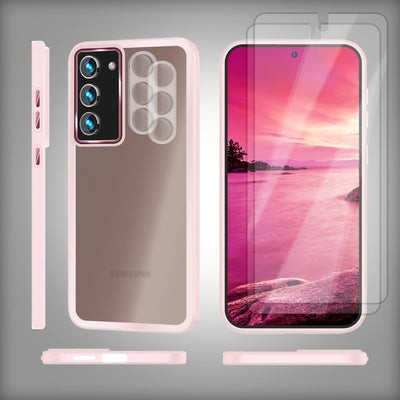 NALIA Matte Handyhülle für Samsung Galaxy S23 Plus – Stoßfester Silikon-Rahmen & Semi-Transparent – FUZION (Anti-Fingerprint Case) – Marke aus Berlin Rosa NALIA Protective Hülle