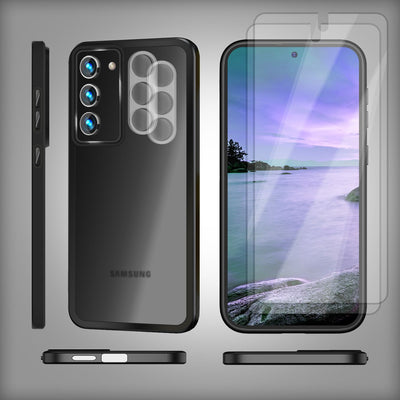 NALIA Matte Handyhülle für Samsung Galaxy S23 Plus – Stoßfester Silikon-Rahmen & Semi-Transparent – FUZION (Anti-Fingerprint Case) – Marke aus Berlin Schwarz NALIA Protective Hülle