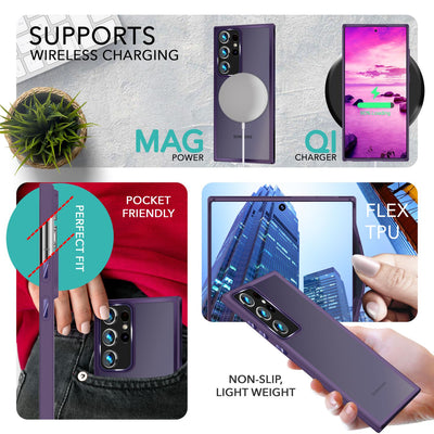 NALIA Matte Handyhülle für Samsung Galaxy S23 Ultra – Stoßfester Silikon-Rahmen & Semi-Transparent – FUZION (Anti-Fingerprint Case) – Marke aus Berlin Lila NALIA Protective Hülle