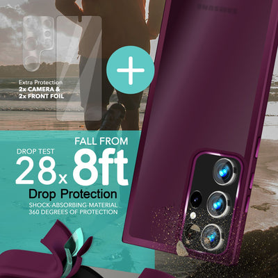 NALIA Matte Handyhülle für Samsung Galaxy S23 Ultra – Stoßfester Silikon-Rahmen & Semi-Transparent – FUZION (Anti-Fingerprint Case) – Marke aus Berlin Rot NALIA Protective Hülle