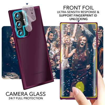 NALIA Matte Handyhülle für Samsung Galaxy S23 Ultra – Stoßfester Silikon-Rahmen & Semi-Transparent – FUZION (Anti-Fingerprint Case) – Marke aus Berlin Rot NALIA Protective Hülle