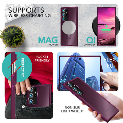 NALIA Matte Handyhülle für Samsung Galaxy S23 Ultra – Stoßfester Silikon-Rahmen & Semi-Transparent – FUZION (Anti-Fingerprint Case) – Marke aus Berlin Rot NALIA Protective Hülle