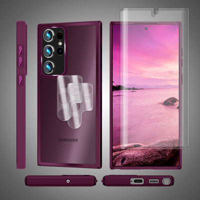 NALIA Matte Handyhülle für Samsung Galaxy S23 Ultra – Stoßfester Silikon-Rahmen & Semi-Transparent – FUZION (Anti-Fingerprint Case) – Marke aus Berlin Rot NALIA Protective Hülle