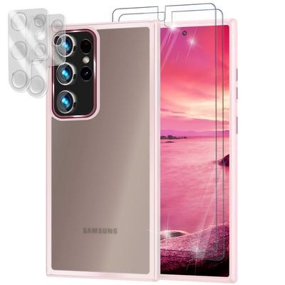 NALIA Matte Handyhülle für Samsung Galaxy S23 Ultra – Stoßfester Silikon-Rahmen & Semi-Transparent – FUZION (Anti-Fingerprint Case) – Marke aus Berlin Rosa NALIA Protective Hülle
