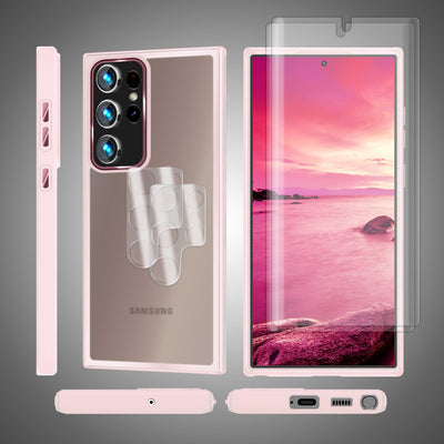 NALIA Matte Handyhülle für Samsung Galaxy S23 Ultra – Stoßfester Silikon-Rahmen & Semi-Transparent – FUZION (Anti-Fingerprint Case) – Marke aus Berlin Rosa NALIA Protective Hülle