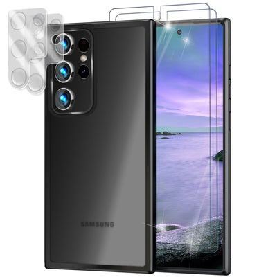 NALIA Matte Handyhülle für Samsung Galaxy S23 Ultra – Stoßfester Silikon-Rahmen & Semi-Transparent – FUZION (Anti-Fingerprint Case) – Marke aus Berlin Schwarz NALIA Protective Hülle
