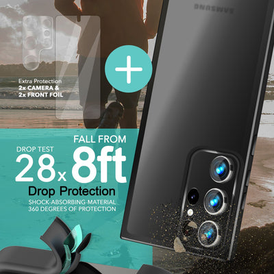 NALIA Matte Handyhülle für Samsung Galaxy S23 Ultra – Stoßfester Silikon-Rahmen & Semi-Transparent – FUZION (Anti-Fingerprint Case) – Marke aus Berlin Schwarz NALIA Protective Hülle