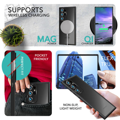 NALIA Matte Handyhülle für Samsung Galaxy S23 Ultra – Stoßfester Silikon-Rahmen & Semi-Transparent – FUZION (Anti-Fingerprint Case) – Marke aus Berlin Schwarz NALIA Protective Hülle