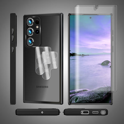 NALIA Matte Handyhülle für Samsung Galaxy S23 Ultra – Stoßfester Silikon-Rahmen & Semi-Transparent – FUZION (Anti-Fingerprint Case) – Marke aus Berlin Schwarz NALIA Protective Hülle