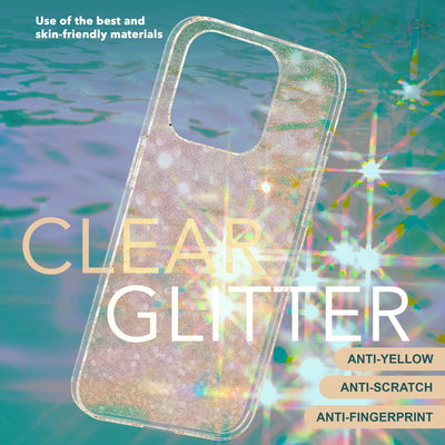 NALIA Glitzerhülle für iPhone 15 – Funkelndes Silikon Case – DAZZLIN (Transparent & Stoßfest) – Marke aus Berlin Gold NALIA Transparente Hülle