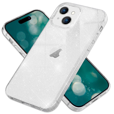 NALIA Glitzerhülle für iPhone 15 Plus – Funkelndes Silikon Case – DAZZLIN (Transparent & Stoßfest) – Marke aus Berlin Transparent NALIA Transparente Hülle