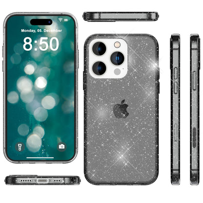 Glitzer Hülle für iPhone 15 Pro Bling Case Klar Silikon Handyhülle Schutz Tasche