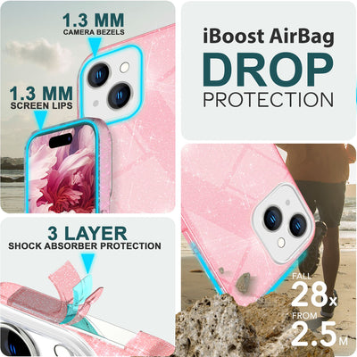 NALIA Glitzerhülle für iPhone 15 – Funkelnder Glitzer-Look & Grip – SHINEPOP (Silikon Case) – Marke aus Berlin Pink NALIA Protective Hülle