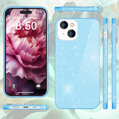 NALIA Glitzerhülle für iPhone 15 – Funkelnder Glitzer-Look & Grip – SHINEPOP (Silikon Case) – Marke aus Berlin Blau NALIA Protective Hülle