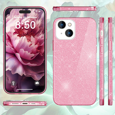 NALIA Glitzerhülle für iPhone 15 – Funkelnder Glitzer-Look & Grip – SHINEPOP (Silikon Case) – Marke aus Berlin Pink NALIA Protective Hülle
