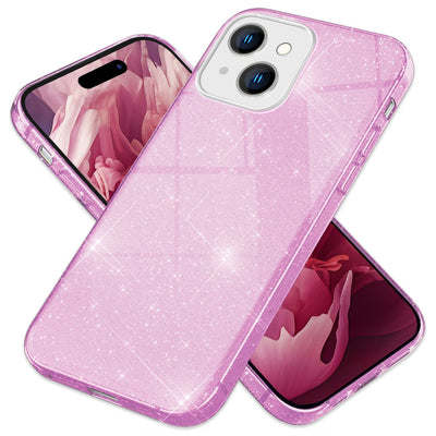 NALIA Glitzerhülle für iPhone 15 Plus – Funkelnder Glitzer-Look & Grip – SHINEPOP (Silikon Case) – Marke aus Berlin Lila NALIA Protective Hülle