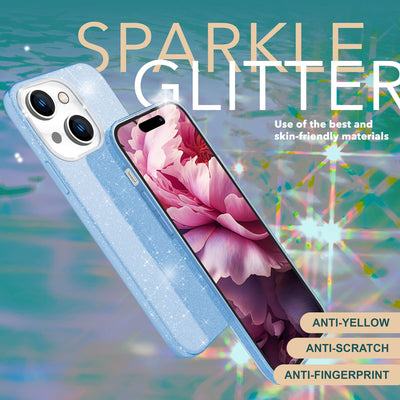 NALIA Glitzerhülle für iPhone 15 Plus – Funkelnder Glitzer-Look & Grip – SHINEPOP (Silikon Case) – Marke aus Berlin Blau NALIA Protective Hülle
