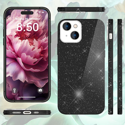 NALIA Glitzerhülle für iPhone 15 Plus – Funkelnder Glitzer-Look & Grip – SHINEPOP (Silikon Case) – Marke aus Berlin Schwarz NALIA Protective Hülle