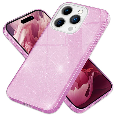 NALIA Glitzerhülle für iPhone 15 Pro – Funkelnder Glitzer-Look & Grip – SHINEPOP (Silikon Case) – Marke aus Berlin Lila NALIA Protective Hülle