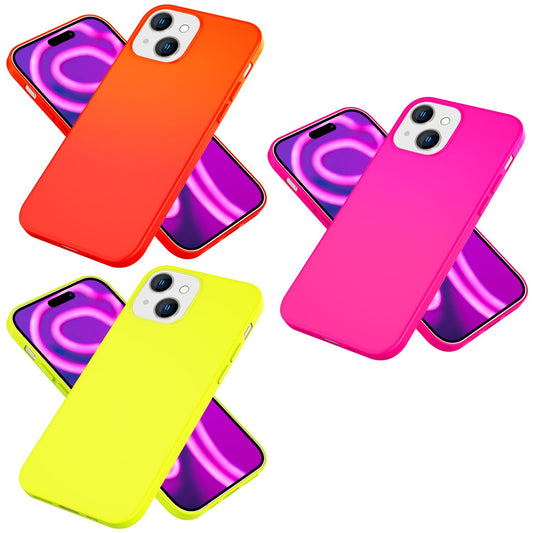 NALIA Neon Cover für iPhone 15 Hülle, Bunte Silikonhülle Intensive Farbe, Samtig Weich Gummierte Handyhülle, Soft Case