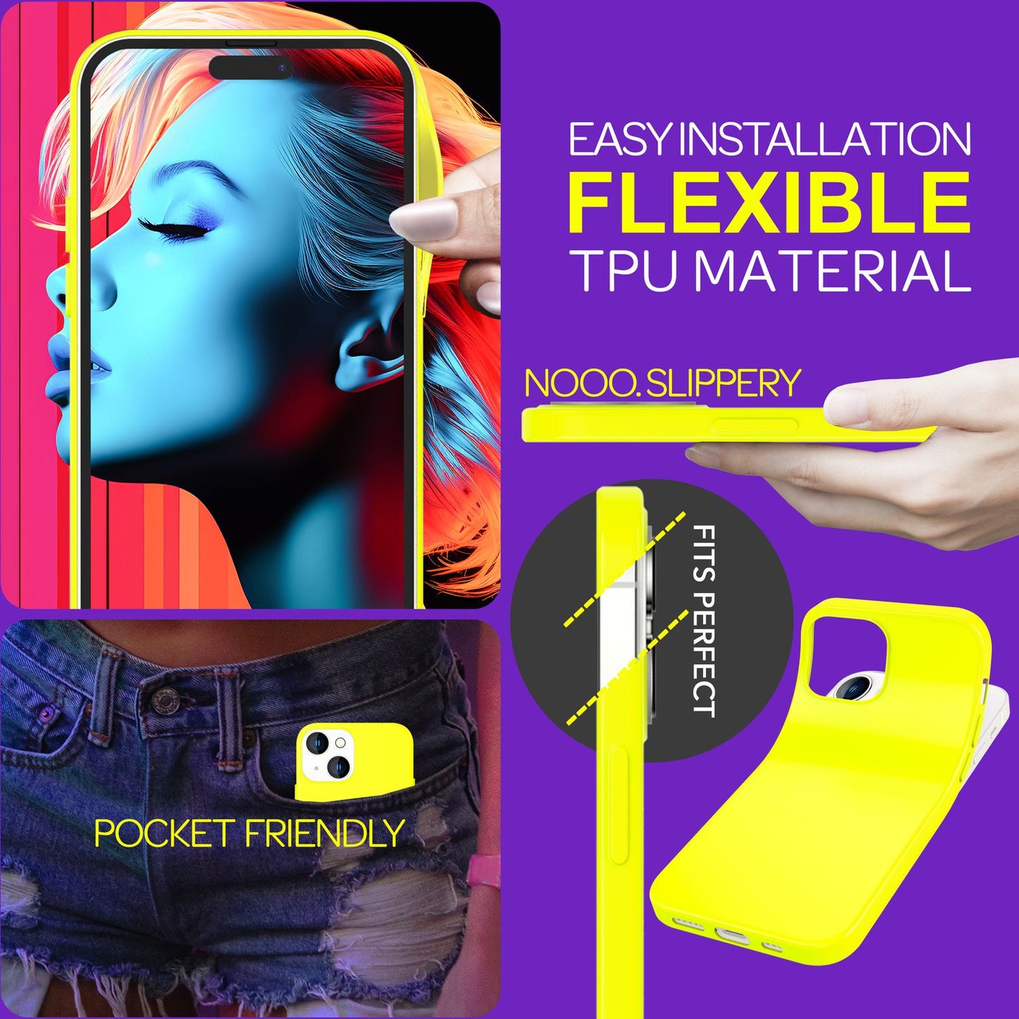 Hülle Neon für iPhone 15 Plus Silikon Schutzhülle Bunt Slim Case Handyhülle Soft