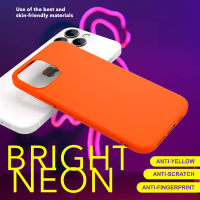 NALIA Neon Silikonhülle für iPhone 15 Pro – Soft-Touch & Signal-Neon – NEONSHOCK (Matte Schutzhülle) – Marke aus Berlin Orange NALIA Neon Hülle