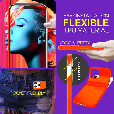 NALIA Neon Silikonhülle für iPhone 15 Pro Max – Soft-Touch & Signal-Neon – NEONSHOCK (Matte Schutzhülle) – Marke aus Berlin Orange NALIA Protective Hülle
