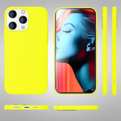 NALIA Neon Silikonhülle für iPhone 15 Pro Max – Soft-Touch & Signal-Neon – NEONSHOCK (Matte Schutzhülle) – Marke aus Berlin Gelb NALIA Protective Hülle