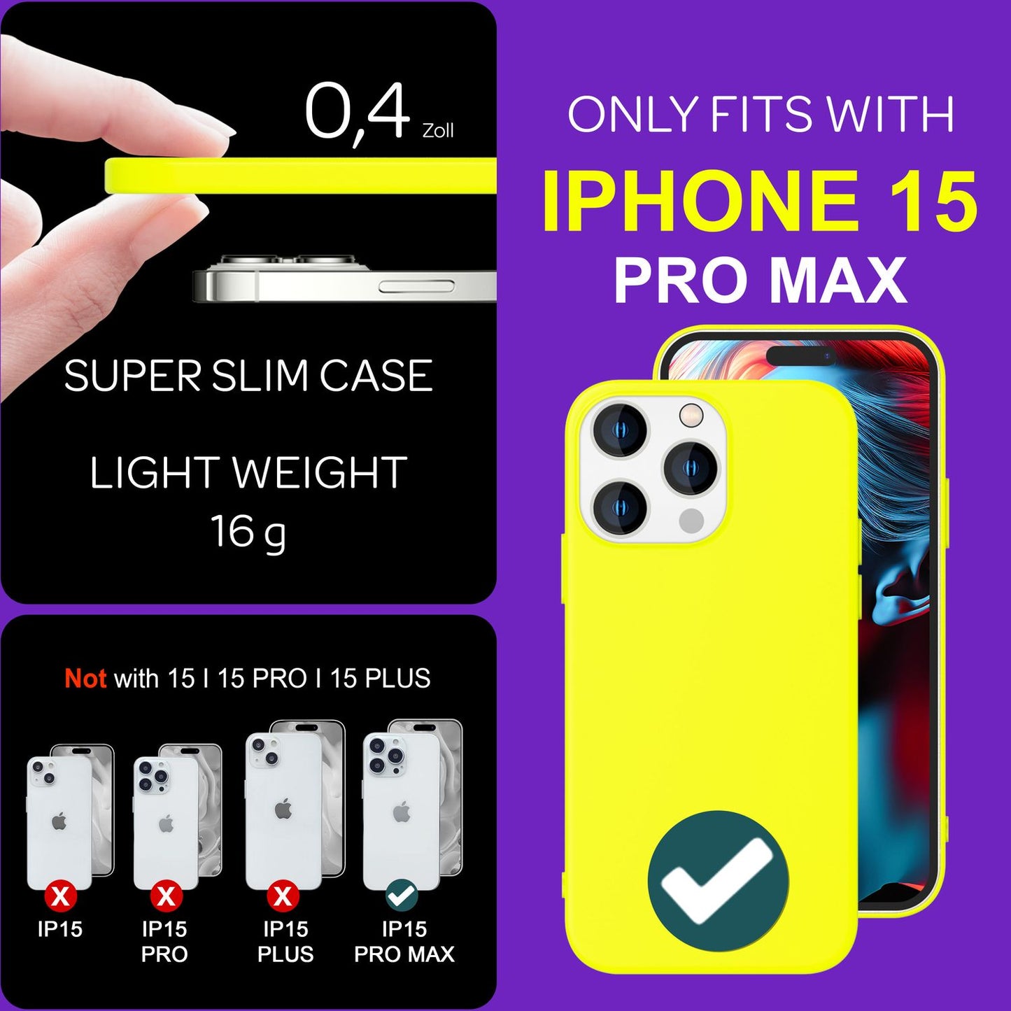 Hülle Neon für iPhone 15 Pro Max Silikon Schutzhülle Bunt Case Handyhülle Cover