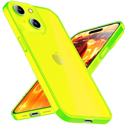 Hülle Neon Klar für iPhone 15 Bunt Leuchtend Silikon Handyhülle Slim Schutz Case