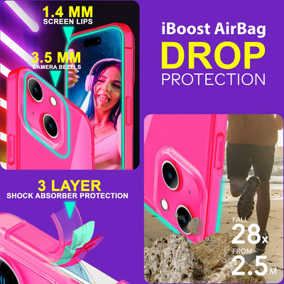 NALIA Neon Silikonhülle für iPhone 15 – Knallige Signal-Farbe & Linsenschutz – VIBE (Transparentes Case) – Marke aus Berlin