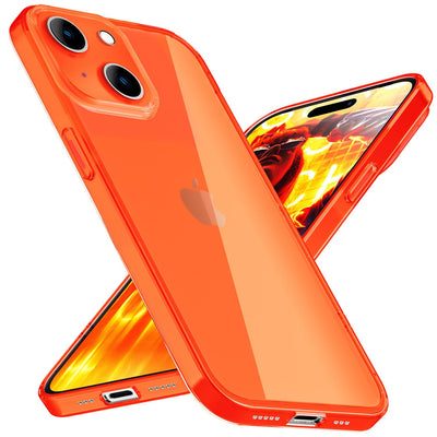 NALIA Neon Silikonhülle für iPhone 15 Plus – Knallige Signal-Farbe & Linsenschutz – VIBE (Transparentes Case) – Marke aus Berlin Orange NALIA Neon Hülle