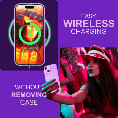 NALIA Neon Silikonhülle für iPhone 15 Plus – Knallige Signal-Farbe & Linsenschutz – VIBE (Transparentes Case) – Marke aus Berlin Lila NALIA Neon Hülle