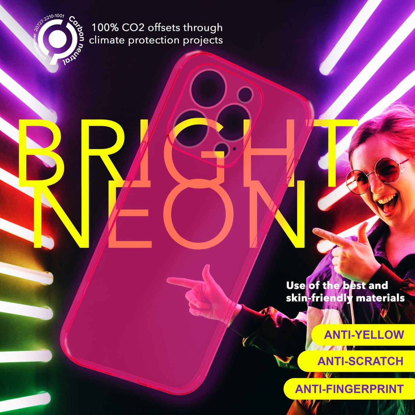Hülle Neon Klar für iPhone 15 Pro Bunt Leuchtend Silikon Handyhülle Schutz Cover